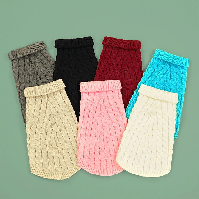  Pet Clothes Autumn And Winter New Fashion Candy Color Sweater Dog Cute Pet Solid Color Fried Dough Twists Knitting Pullover