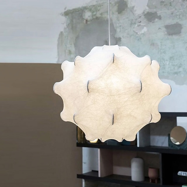  Pendant Light 50cm Semi-Embedded 1-Light Silk Fabric Metal Shade Ceiling Hanging Light Height Adjustable Kit E27 Light Fixture for Bedroom Living Room Villa Deco Lighting