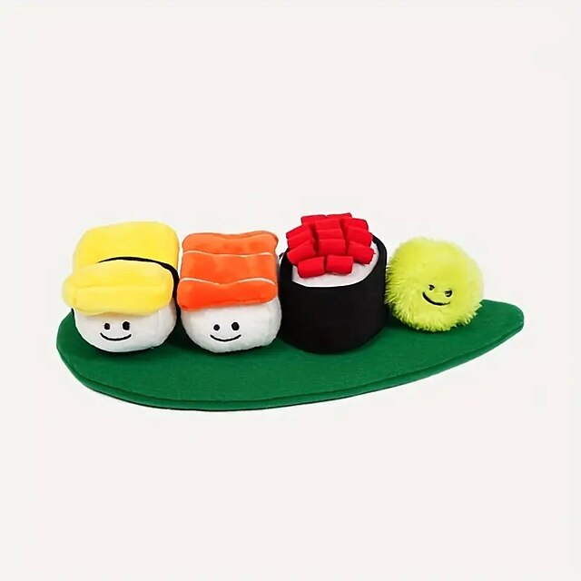  1pc Durable Sushi Design Pet Toy for Grinding Teeth Squeaking and Food Leaking - Interactive Chew Toy for Dogs