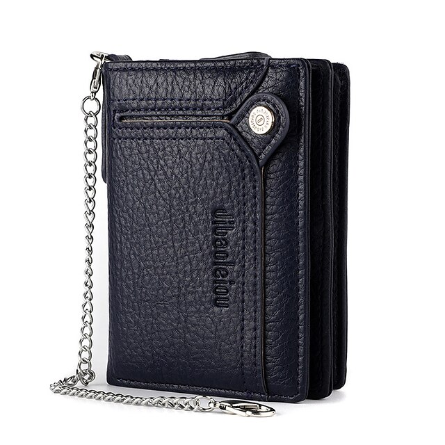  portafoglio da uomo in pelle combinazione porta carte d'identità in pelle pu con design a catena antifurto