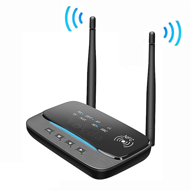  NFC 262ft/80m Langstrecken-Bluetooth 5.0-Sender Empfänger 3-in-1-Musik-Audio-Adapter niedrige Latenz APTX HD SPDIF RCA Aux 3,5-mm-TV