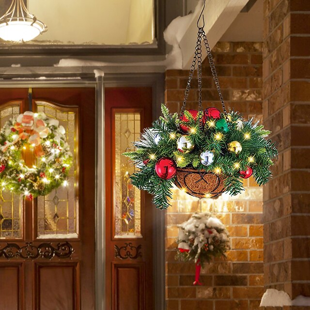 Christmas Hanging Basket Wreath Rhythm Flash Holiday Lights Decorations