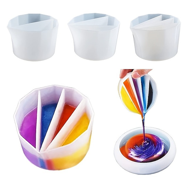  tazza divisa per colata di vernice4 pezzi riutilizzabili fluid art tazza divisa in silicone tazza divisa con divisori per vernice acrilica colata di resina creazione fai da te