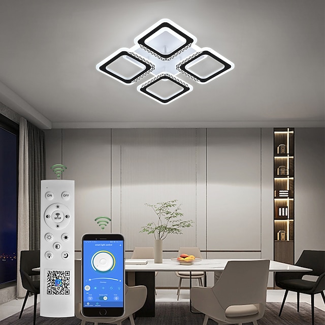  LED-Deckenleuchte aus Acryl mit 4 Köpfen und 90-W-Deckenleuchte, die Licht an der Unterseite ausstrahlen kann, geeignet für Schlafzimmer, Restaurants, Arbeitszimmer, Gästezimmer und Empfangsräume,