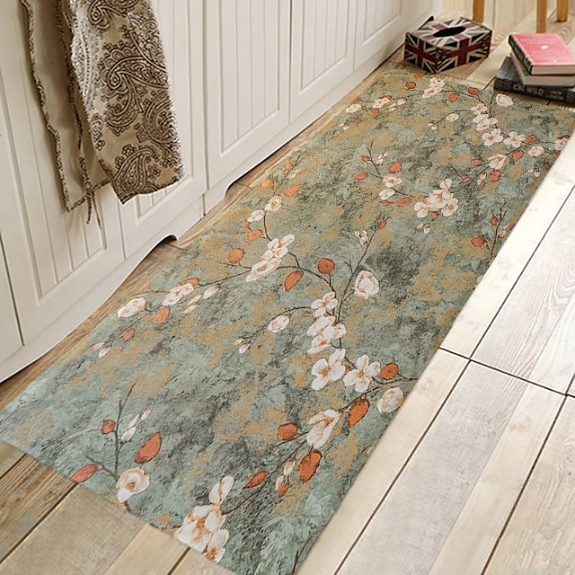  Tapis de plante florale tapis de cuisine tapis de sol antidérapant résistant à l'huile tapis intérieur extérieur tapis chambre décor tapis de salle de bain tapis d'entrée tapis de porte