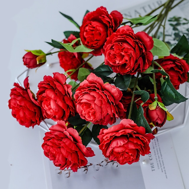  3 hoder falske peon vaser for hjemmedekorasjon tilbehør bryllup dekorative blomster scrapbooking hage