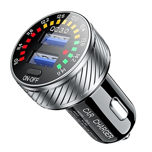  QC 3.0 dubbele USB-autolader met voltmeter display voedingsadapter sigarettenaanstekeraansluiting voor mobiele telefoon