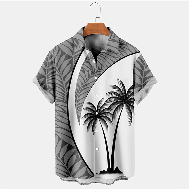 Men's Leaf Coconut Tree Tropical Plants Shirt Summer Hawaiian Shirt Aloha Shirt Short Sleeve Shirt Turndown Hawaiian Casual Outdoor Street Casual Daily Red Blue Brown S M L 7