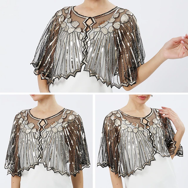 Tenue Des Années 20 FEESHOW Femme Boléro Paillette De Soirée Mariage Châle Wraps Rétro Boléro Et Châle Pour Robe De Soirée Et De Mariage Tenue Des Années 20 FEESHOW Femme Boléro Paillette De Soirée Mariage Châle Wraps Rétro Boléro Et Châle Pour Robe De Soirée Et De Mariage