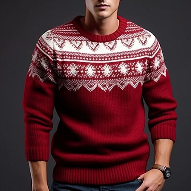 Geometry Casual Men's Print Knitting Ugly Christmas Sweater Pullover