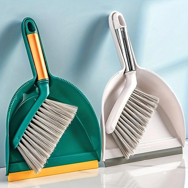  Mini Broom And Dustpan Set, Small Broom And Dustpan Set For Home, Plastic Shovel Brush, Camping Broom, Whisk Brooms Small, Combination Creative Cleaning Tool