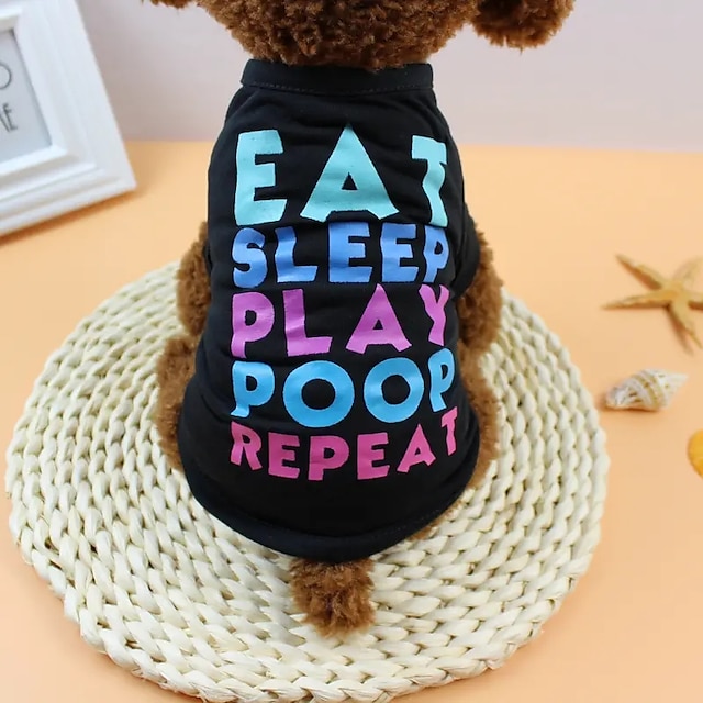  zwierzę domowe kolorowe jedz śpij graj drukuj t-shirt dla psów szczenięta ubrania do prania w pralce strój odzieżowy