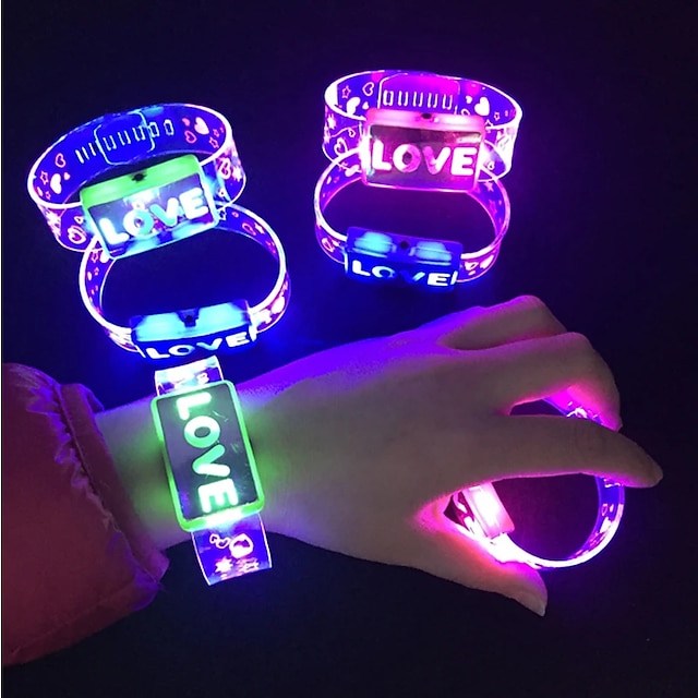  Glitter Led Love Bracelet Costume Accessories Light Up Bracelet Birthday Party Rave Christmas Party Supplies