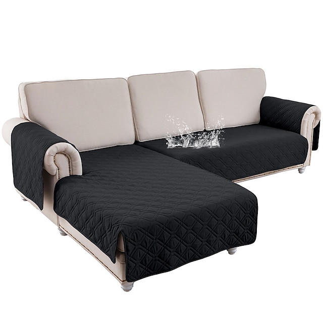  Funda de sofá 100% impermeable, alfombrilla acolchada seccional para perros y mascotas, funda de sofá para mascotas, protector de muebles antideslizante, juego de 2 piezas para sofá en forma de L