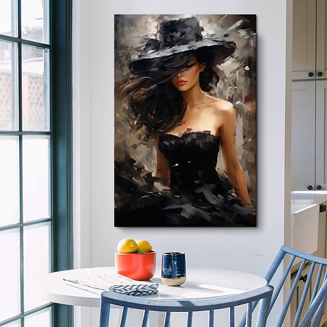  Pintura al óleo hecha a mano lienzo arte de la pared decoración figura abstracta retrato chica de moda para la decoración del hogar pintura sin marco enrollada