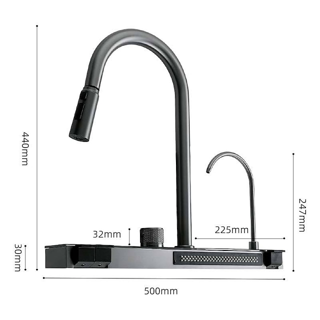  Waterfall Kitchen Faucet, Modern Contemporary Multi function Pull Out / Pull Down Kitchen Taps for Kitchen Sink, Ceramic Valve Insides