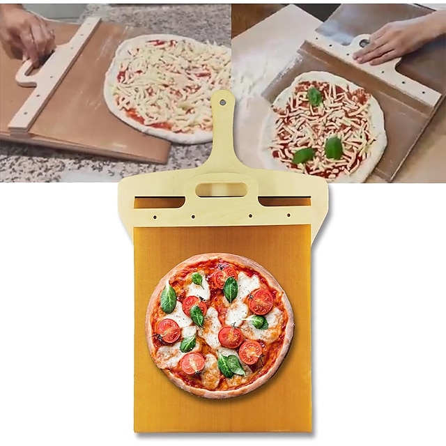  קליפת פיצה מחליקה - pala pizza scorrevole, קליפת הפיצה שמעבירה פיצה בצורה מושלמת | נון-סטיק, אתת קליפת פיצה עם ידית, קליפת פיצה בטוחה במדיח כלים, אביזר לתנורי פיצה