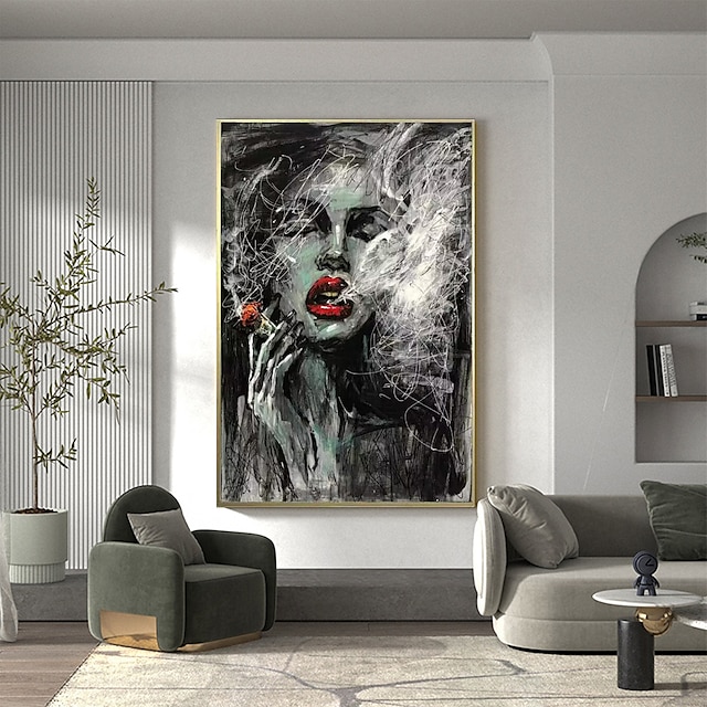 Handmade Smoking Woman painting Hand Painted Wall Art Large Abstract ...