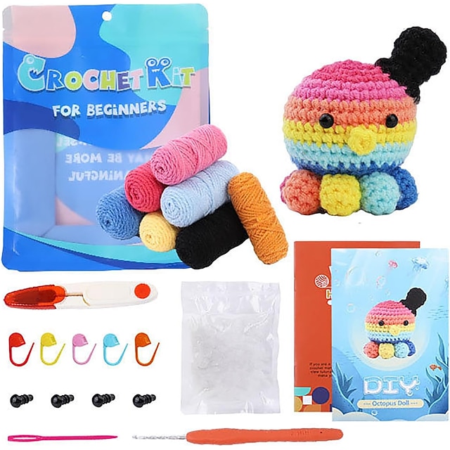 Kit Débutant Crochet PBUSPU - Avec Fil, Crochets Et Instructions - Pour Créer Des Animaux Et Accessoires