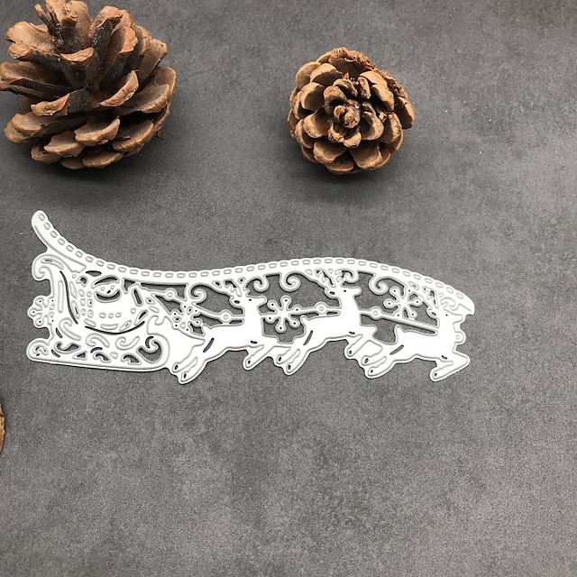  1pc kerstman herten slee grens metalen stansmessen stencils gestanst voor diy scrapbooking album papieren kaart embossing
