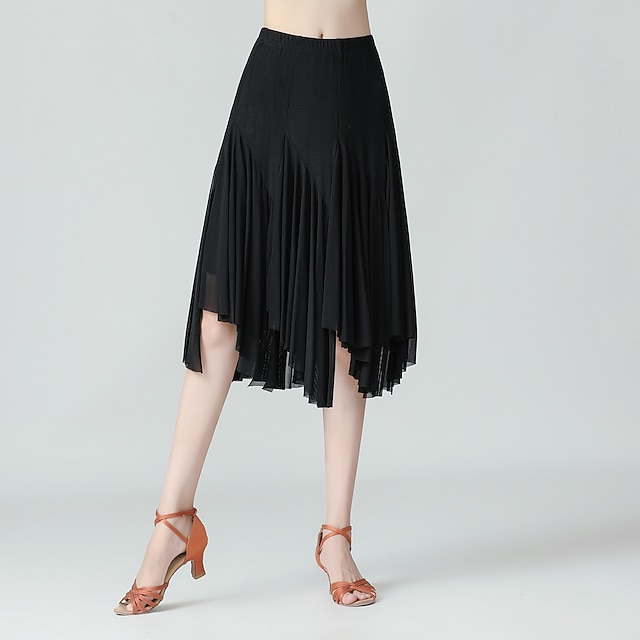 Women's Dancewear Ballroom Dance Skirts Ruffles Pure Color Splicing Women's Performance Training Long Sleeve