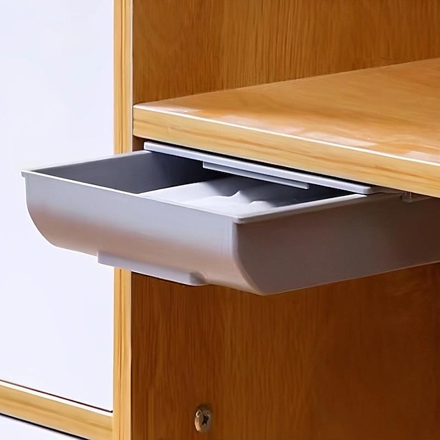  Private Drawer, Under Desk Drawer, Self Adhesive Pen Pencil Tray, Hidden Under Table Storage Box, Sliding Compartment Organizer For Home Office School Study Room Desk Storage Organization