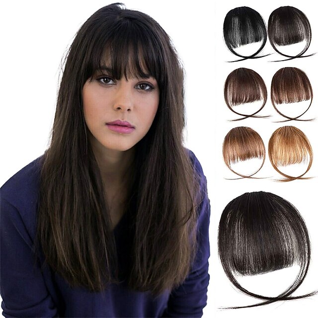 Clip in Bangs 100 Real Natural Flat Neat Bangs with Temples Hairpieces