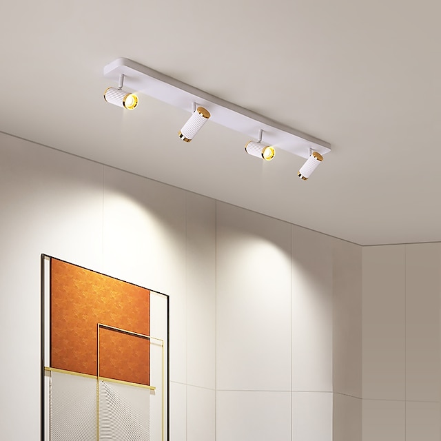  Plafonniers LED pour salon, spots plafonniers éclairage sur rail rotatif 1/2/3/4 projecteurs de plafond tête magasin de vêtements