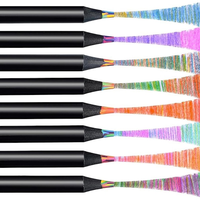  8 pcs crayons arc-en-ciel crayons de couleur pour enfants crayons de couleur à noyau mixte en bois couleurs assorties crayons de couleur pour dessin papeterie, coloriage, croquis