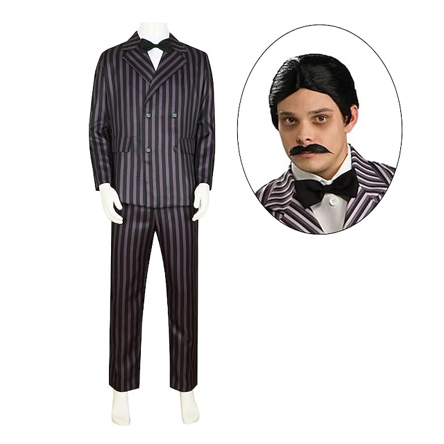  szerda Addams Addams család Gomez Addams kabát blúz / ing nadrág férfi fiú film cosplay férfi öltöny kabát ing nadrág halloween maskara parókával