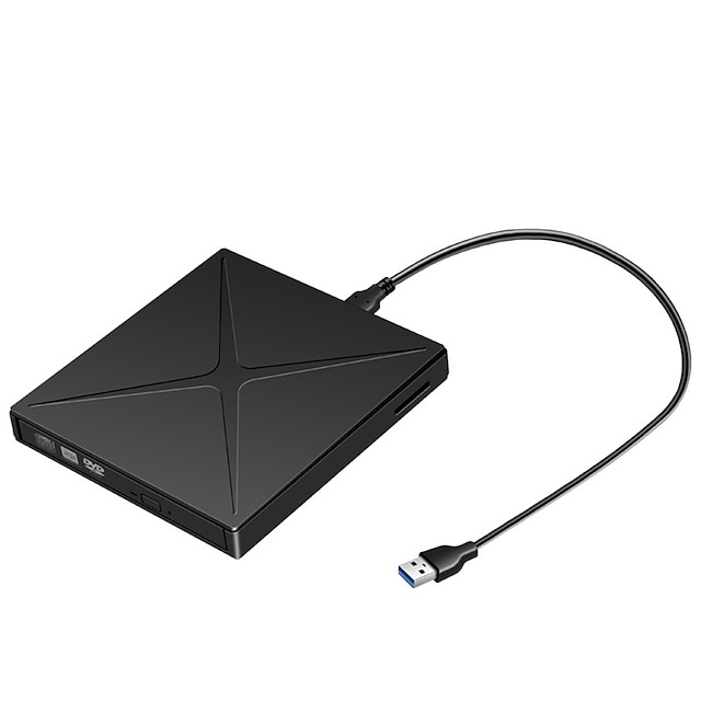  extern dvd-enhet/cd-enhet för bärbar dator usb 3.0 bärbar cd dvd/rw-enhet dvd-spelare för bärbar cd-rom-brännare med 3 usb-portar och tf/sd-kortplatser optisk diskenhet för stationär mac pc