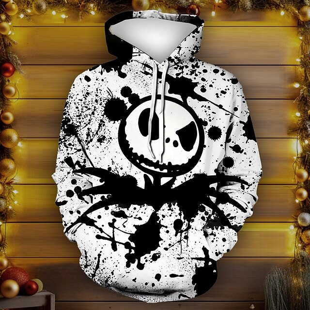 Jack Skellington Hoodie Cartoon Manga Anime 3D Front Pocket Graphic For Couple's Men's Women's Adults' Halloween Carnival Masquerade 3D Print Casual Daily4