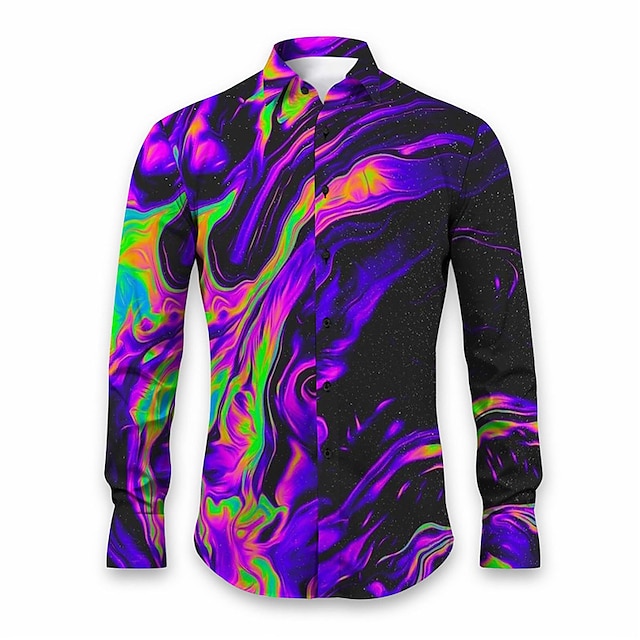  Homme Formes Géométriques Graduel Chemise Chemise boutonnée manche longue Abstrait Usage quotidien Sortie Automne hiver Col rabattu Imprimer Bouton bas Rouge Marine foncé Bleu Violet Orange