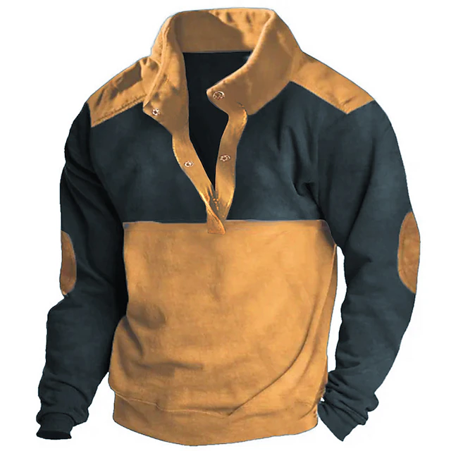 Men's Sweatshirt Black Brown Khaki Standing Collar Color Block Patchwork Sports & Outdoor Daily Holiday Streetwear Basic Casual Spring & Fall Clothing Apparel Hoodies Sweatshirts Long Sleeve 5