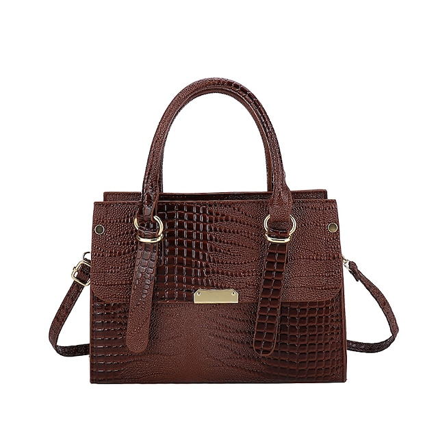  Women's Handbag PU Leather Daily Zipper Large Capacity Geometric Silver Black Gold