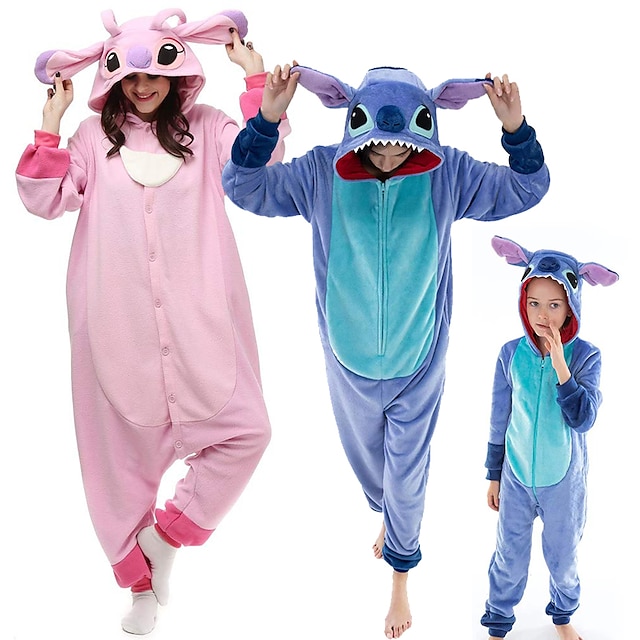  Pentru copii Adulți Pijamale Kigurumi Desene Animate Monstru albastru Animal Pijama Întreagă Farmec Costum amuzant fibră de poliester Cosplay Pentru Bărbați Pentru femei Băieți Halloween Haine de