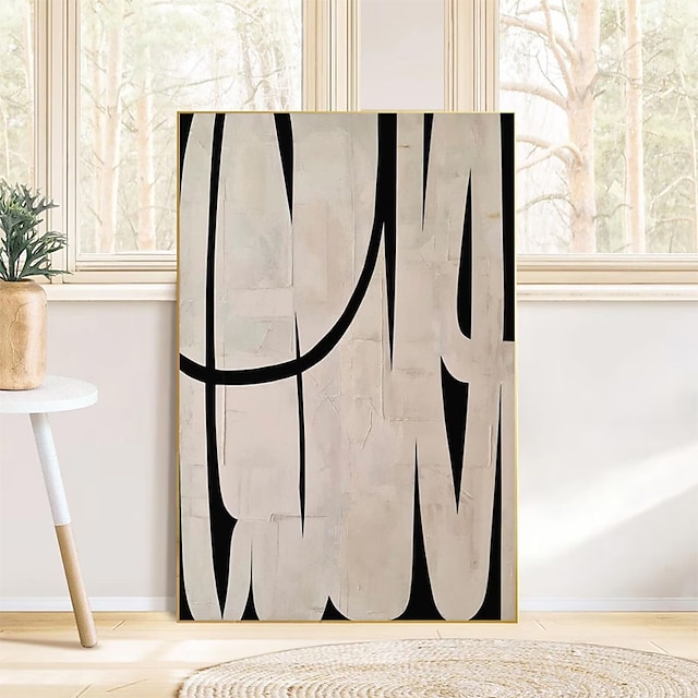  väggkonst svartvita målningar på duk handmålad samtida konst målning duk minimalistisk abstrakt målning för vardagsrum hem väggdekoration