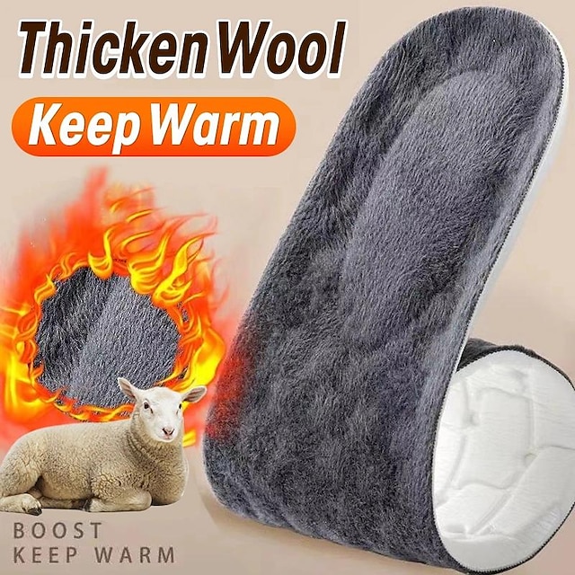  2 stk oppvarmede termiske innleggssåler for føtter vinter varm ull termisk minneskum for menn kvinner sportssko selvoppvarmende skoputer