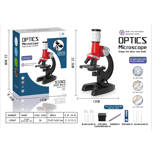  brinquedos de microscópio de alta definição e alta potência para experimentos de ciências biológicas de ensino médio e primário, quebra-cabeças portáteis para crianças, presentes científicos e