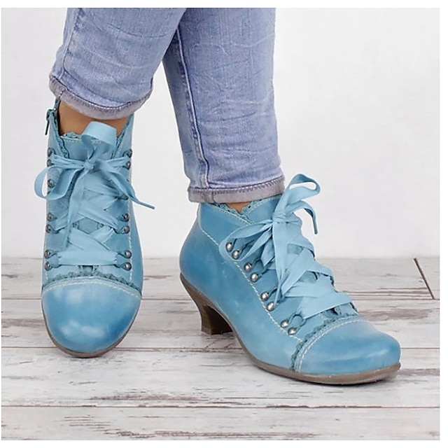 Women's Retro Lace-Up Boots | Collapsible Ankle Strap