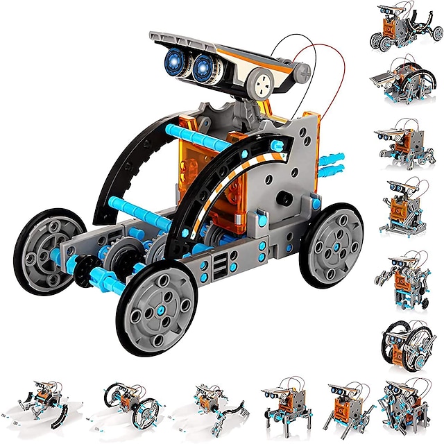  13 i 1 solenergi monterad vetenskaplig pussel leksaksbil 13 i 1 intelligent rolig robot