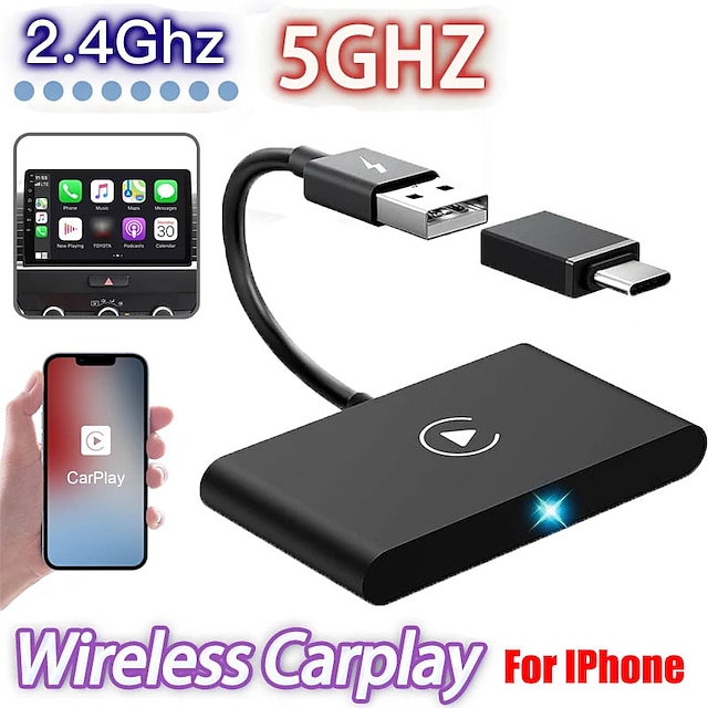  Wireless CarPlay Dongle For Wired CarPlay Cars Converts Wired To Wireless CarPlay Supports Online Updates Plug & Play For Cars Since 2015 & IOS 10