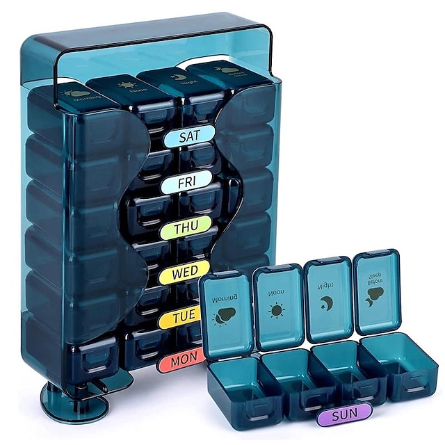  1 stuks wekelijkse pillenorganizer 4 keer per dag, pillenorganizer met lade ontworpen, grote pillendoos, reispillendoos