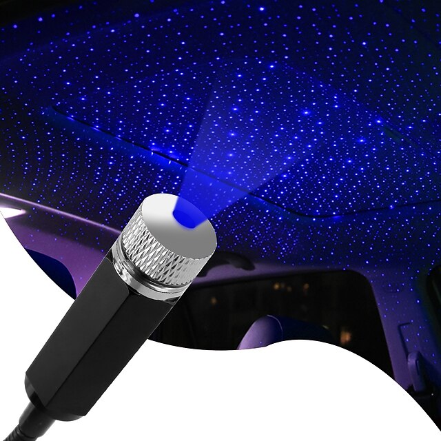  1 szt. Lampka nocna z projektorem gwiazdowym, nastrojowe oświetlenie na dach samochodu USB, przenośne regulowane romantyczne oświetlenie wnętrza samochodu, przenośne dekoracje świetlne USB do