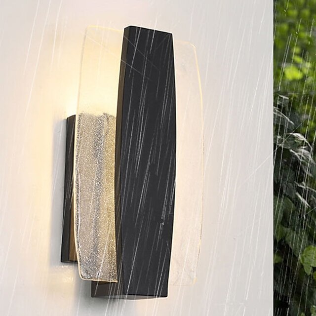  Creative Ice Cube Outdoor LED Waterproof Wall Light 8W Black Aluminium Outdoor Wall Bracket Light Handmade Bubble Glass Shade