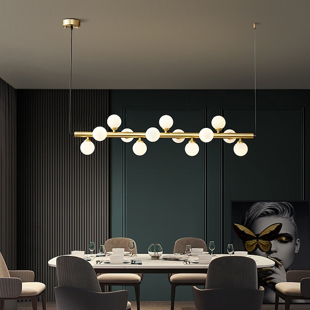  Scandinavische moderne kroonluchter 13 licht led glazen bol hanglamp, industriële hanglamp, creatieve gouden plafondlamp voor slaapkamer woonkamer eetkamer keuken woondecoratie