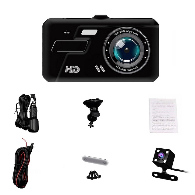  1080p New Design / Full HD / with Rear Camera Car DVR 170 Degree Wide Angle 4 inch LCD Dash Cam with Night Vision / Loop recording / auto on / off Car Recorder