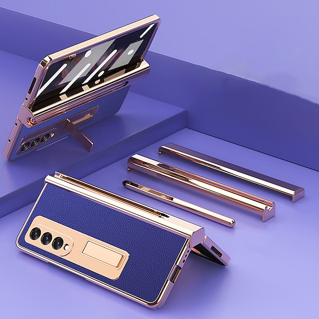  Handy Hülle Handyhüllen Für Samsung Galaxy Z Fold 5 Z Fold 4 Z Fold 3 Ständer Stoßfest PU-Leder