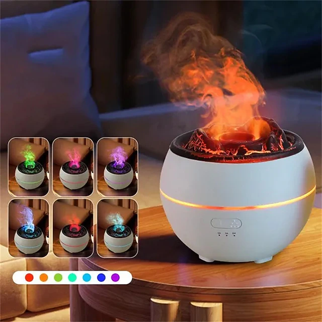1 PCS Essential Oil Diffusers Large Room 360ml Flame Aromatherapy Diffuser for Home Bedroom for Run 24 Hours and Auto Off Big Humidifier Ultrasonic 7 Colors LED Night Light 13