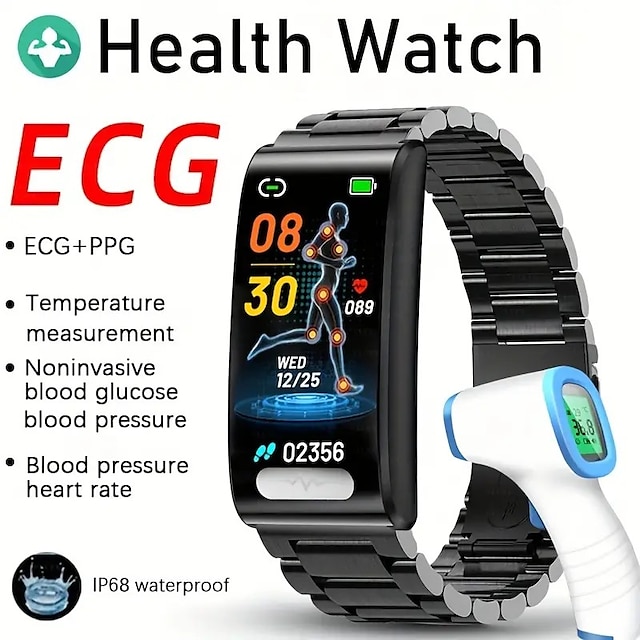  2023 ECG Smart Watch Men Non-invasive Blood Glucose Heart Rate Blood Pressure Monitor Sports Steps Smartwatch Women Android